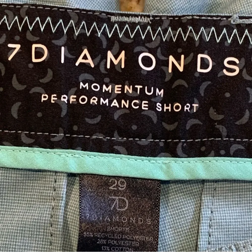 7 Diamonds Momentum Performance Golf Shorts Size 29 Light Teal